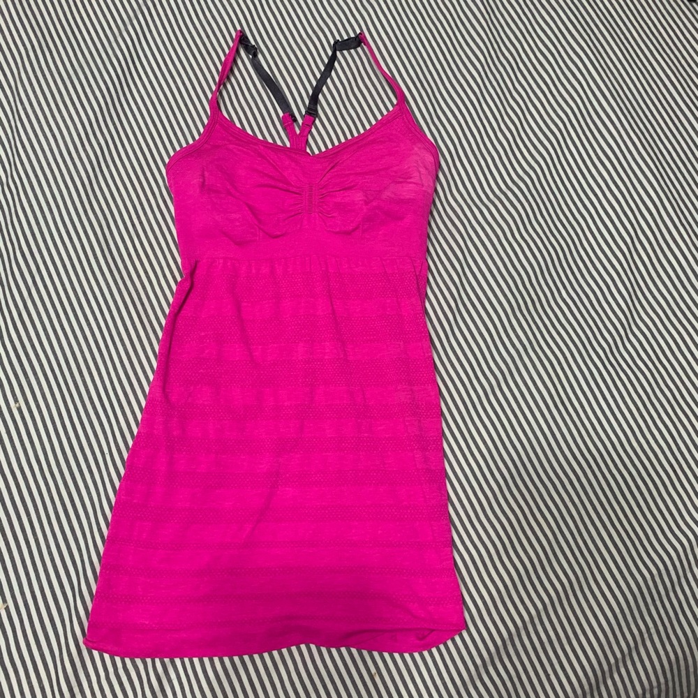 Pink and black Lululemon Y tank